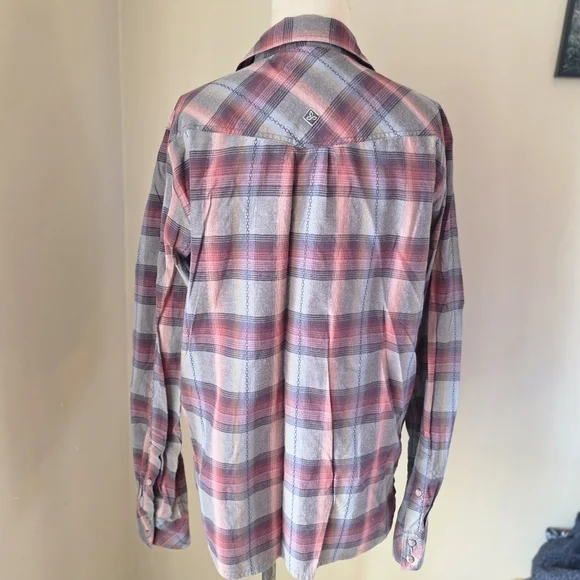 Prana Plaid Western Snap Button Shirt | Size M | Cotton Blend - Picture 7 of 12